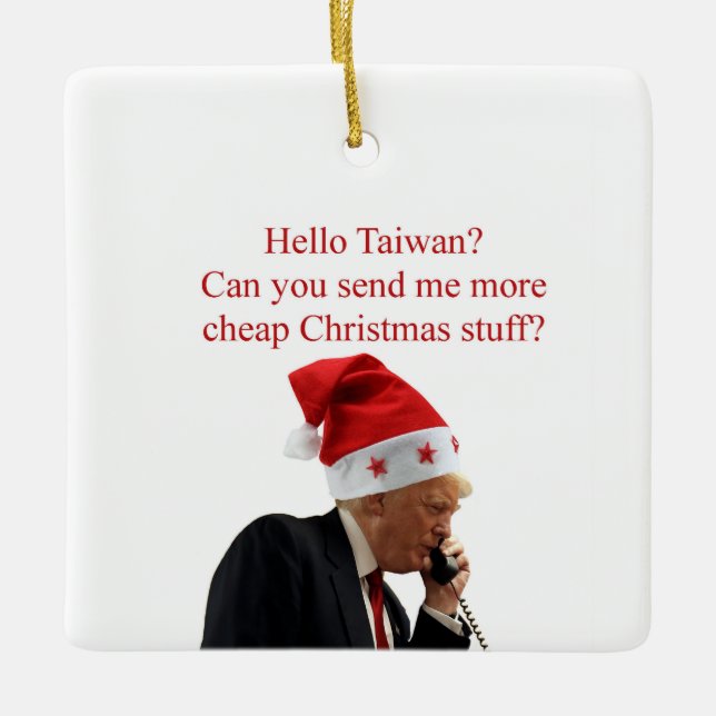 Trump's Christmas call to Taiwan Ceramic Ornament (Front)