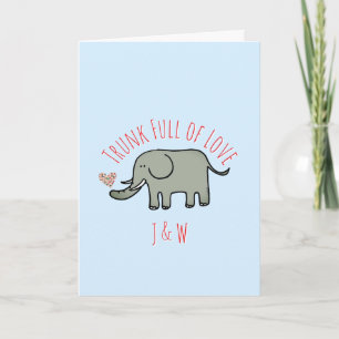 Trunk Full of Love Cute Elephant Valentine's  Card