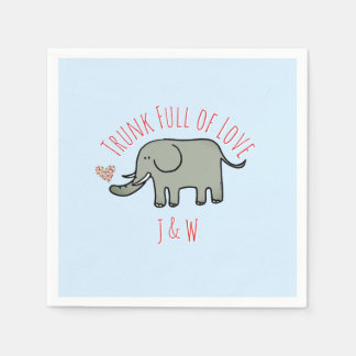 Trunk Full of Love Cute Elephant Valentine's Napkins