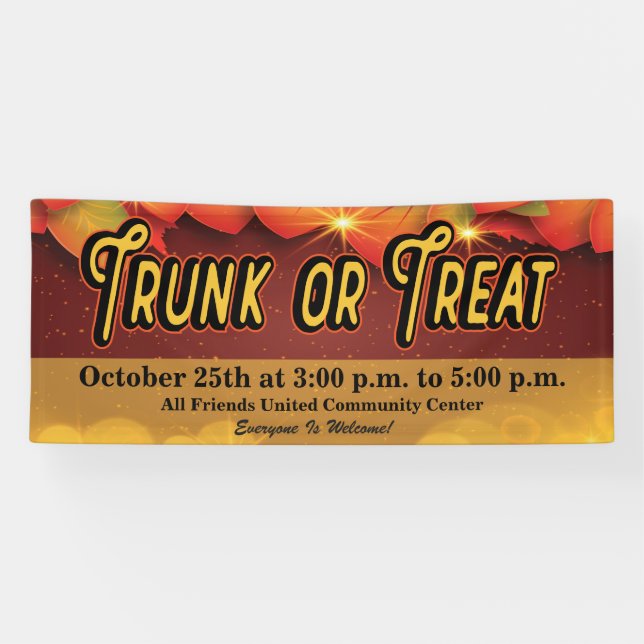Trunk or Treat Community Church Fall Leaves Banner (Horizontal)
