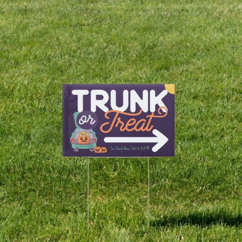 Trunk or Treat Custom Halloween Direction Yard Sign