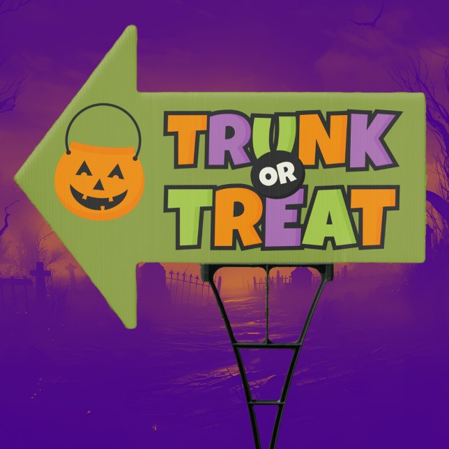 Trunk or Treat Direction Party Event Sign (Trunk or Treat decoration night is sure to be a hit at your special event. Guide trick or treaters.)