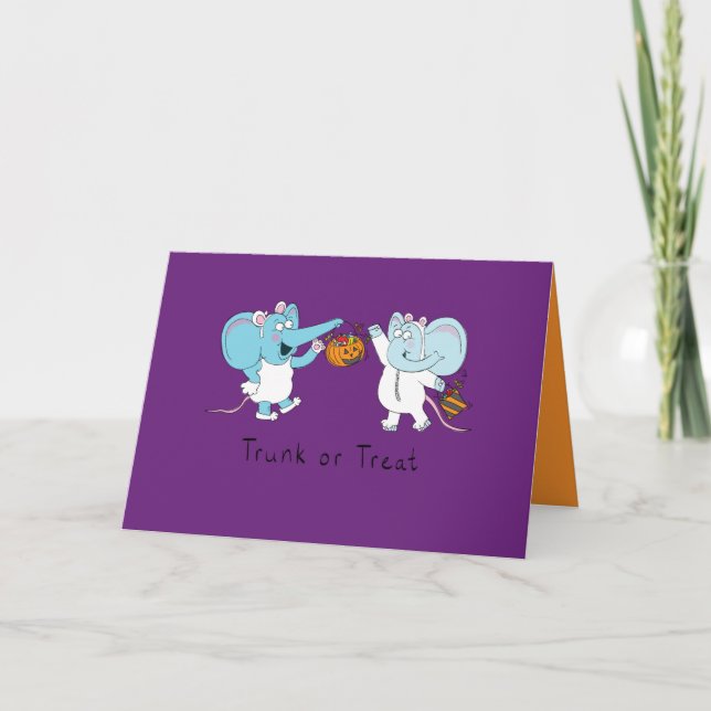 Trunk or Treat - Elephant Halloween Greeting Card (Front)