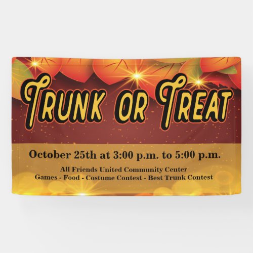 Trunk or Treat Fall Autumn Harvest Leaves Banner