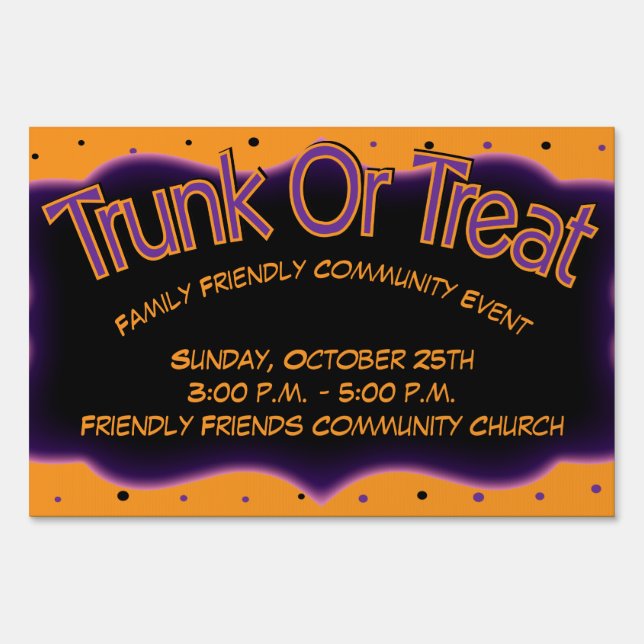 Trunk or Treat Family Friendly Church Community Sign (Front)
