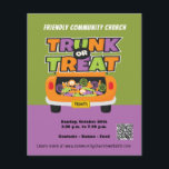 Trunk or Treat Halloween Banner Flyer<br><div class="desc">Invite your community to a friendly Trunk or Treat event at your local church, school, community center or other location. Kid friendly trunk or treat flyer with QR code, organization name, and details about the event. Purple, orange, green, black and white modern inviting colors. Perfect for your fall October Halloween...</div>