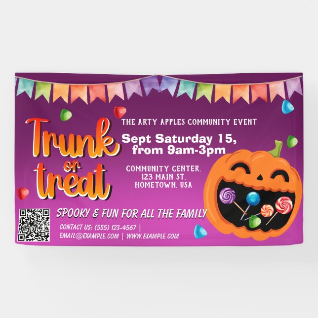 Trunk or Treat Halloween Banner qr code (Horizontal)