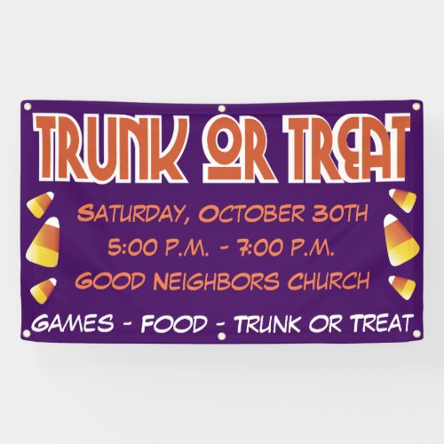 Trunk Or Treat Halloween Candy Corn Banner