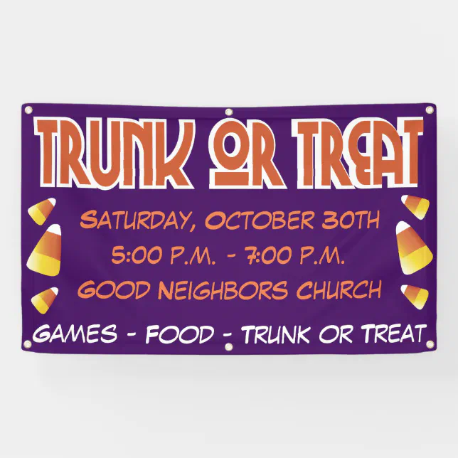 Trunk Or Treat Halloween Candy Corn Banner | Zazzle