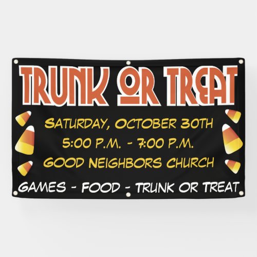 Trunk Or Treat Halloween Candy Corn Event Banner