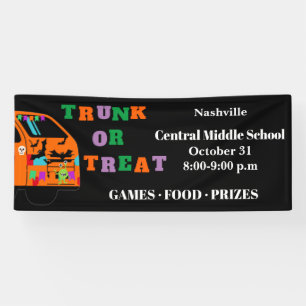 Trunk or Treat Halloween Event Decoration Black Banner