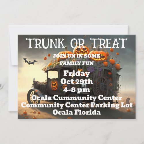 Trunk or Treat Halloween  Invitation