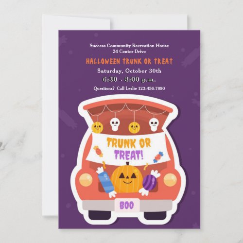 Trunk Or Treat Halloween Invitation