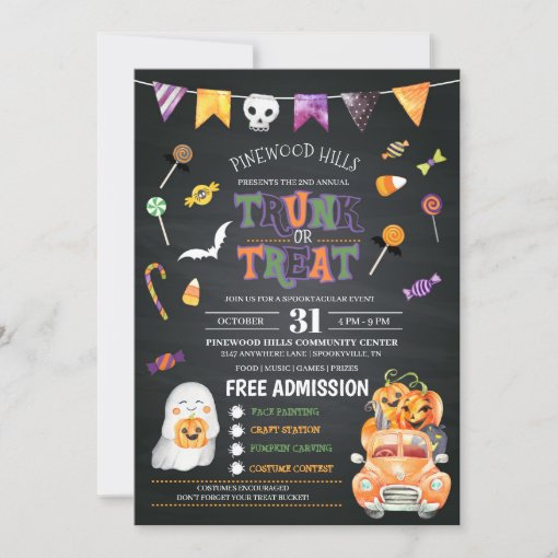 Trunk Or Treat Halloween Invitation | Zazzle