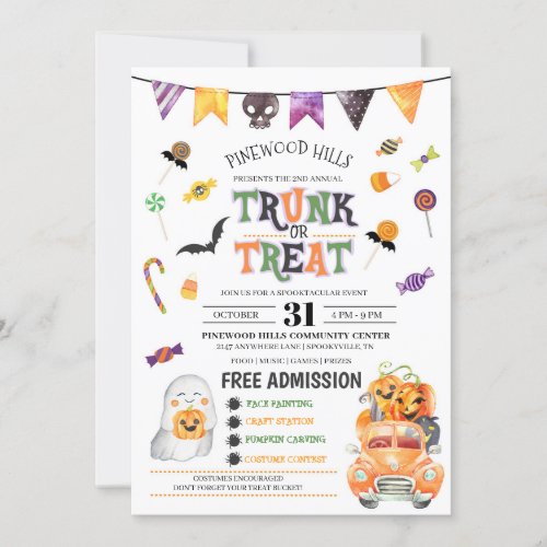 Trunk Or Treat Halloween Invitation