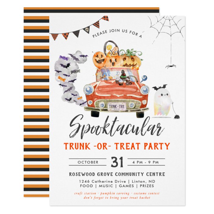 Trunk Or Treat Halloween Party Invitation