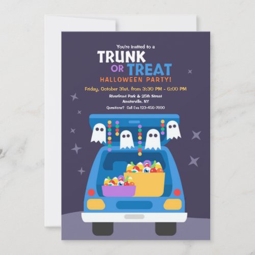 Trunk Or Treat Halloween Party Invitation
