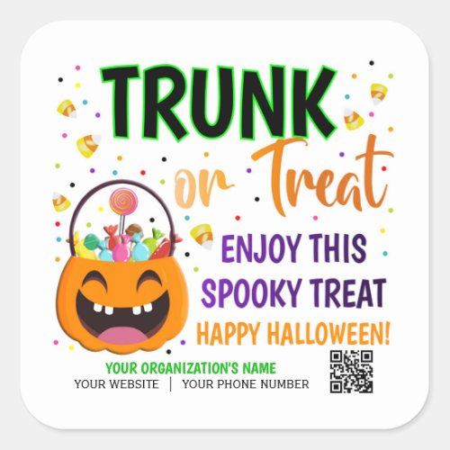 Trunk or Treat Halloween QR Code Treat Square Sticker