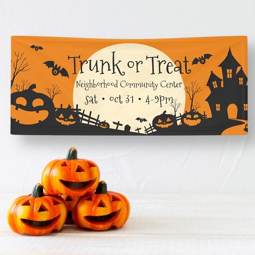 Trunk or Treat Haunted Halloween Party Banner