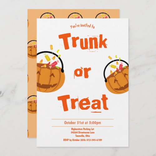 Trunk or Treat Kids Halloween Invitation