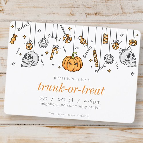 Trunk or Treat Modern Chic Halloween Party Invitation
