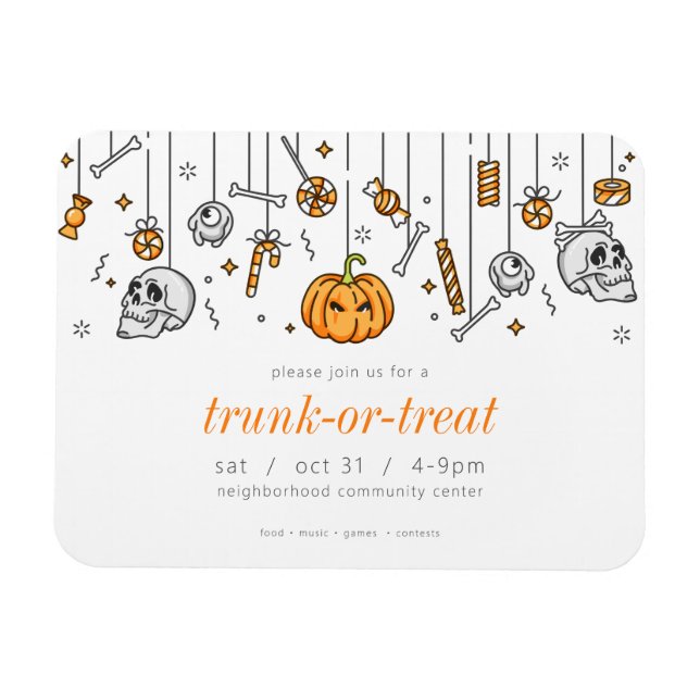Trunk or Treat Modern Chic Halloween Party Magnet (Horizontal)