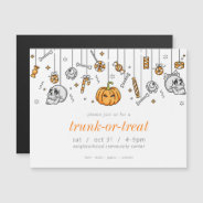 Trunk Or Treat Modern Chic Halloween Party Magnetic Invitation at Zazzle