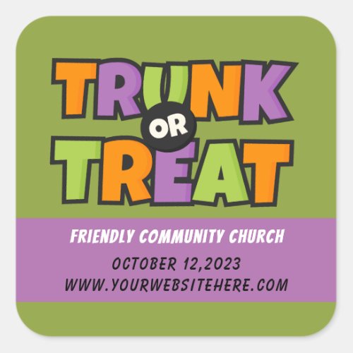 Trunk or Treat Party Church Event Square Sticker