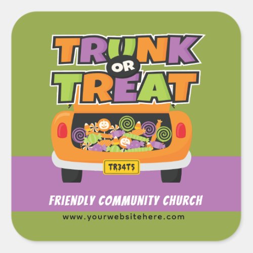 Trunk or Treat Party Event Square Sticker
