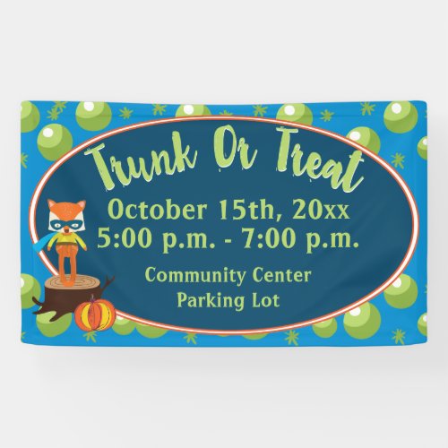 Trunk or Treat With Cute Super Hero Fox Banner