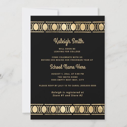 Trunk Party Black Gold Graduation Invitation