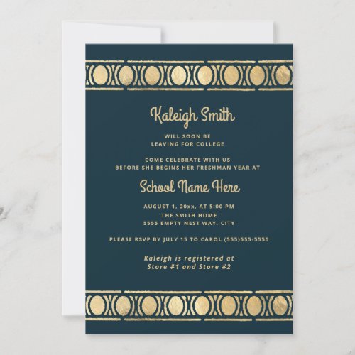 Trunk Party Navy Blue Gold Graduation Invitation