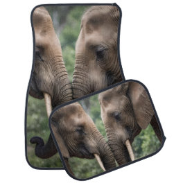 "Trunk to Trunk: A Gentle Elephant Embrace" Car Floor Mat