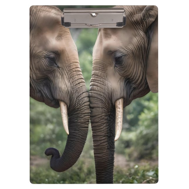 "Trunk to Trunk: A Gentle Elephant Embrace"  Clipboard (Front)