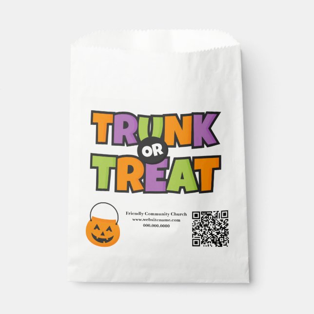 Trunk Treat QR Code Church Community Event Favor Bag (Front)