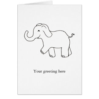 Trunk up elephant happy lucky cute simple art cards