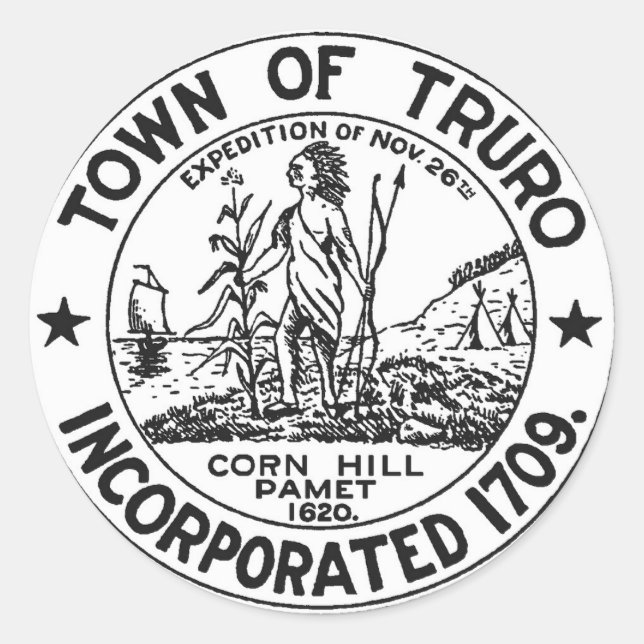 Truro Cape Cod Massachetts Town Seal Round Sticker (Front)