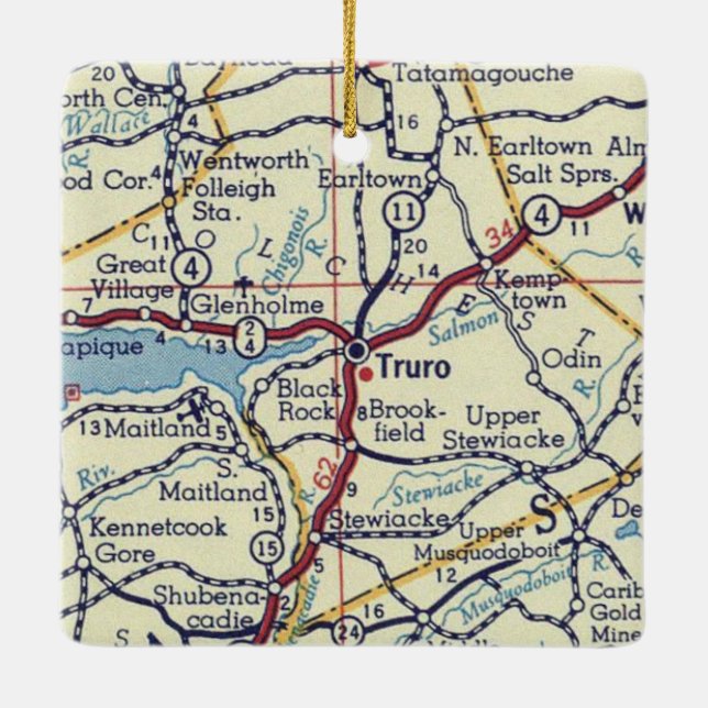 Truro Nova Scotia Vintage Map Ceramic Ornament (Back)