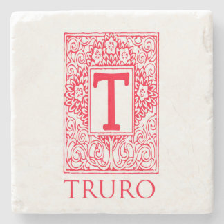 Truro Red Monogram Stone Coaster