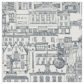 Truro toile indigo pearl fabric