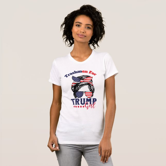 trushmen for Trump Girl Messy Bun Election flag T-Shirt (Front Full)