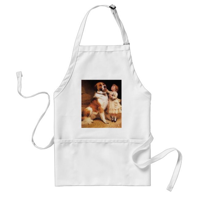 Trust by Charles Burton Barber, Saint Bernard Dog Adult Apron (Front)