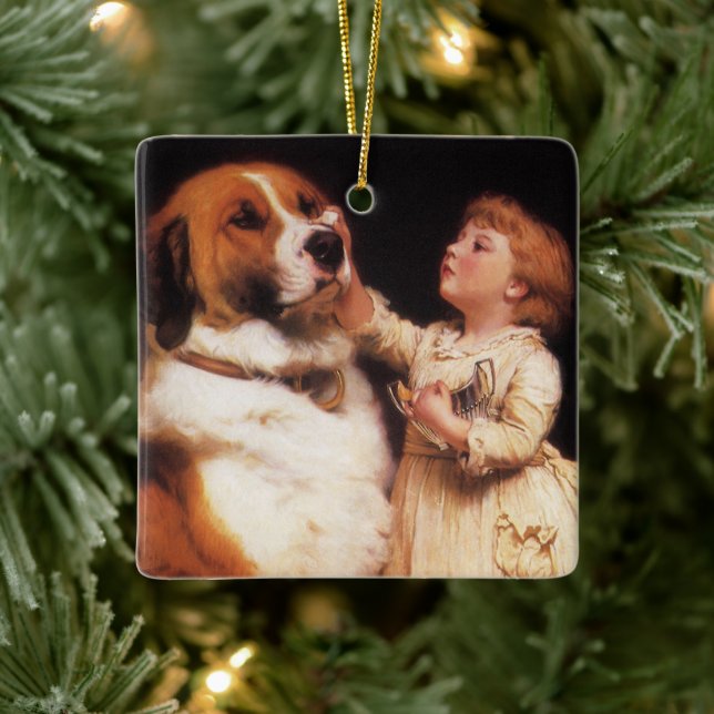 Trust by Charles Burton Barber, Saint Bernard Dog Ceramic Ornament (Tree)