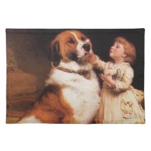 Trust by Charles Burton Barber, Saint Bernard Dog Cloth Placemat