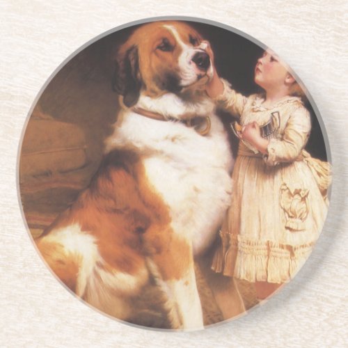 Trust by Charles Burton Barber Saint Bernard Dog Coaster