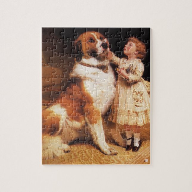 Trust by Charles Burton Barber, Saint Bernard Dog Jigsaw Puzzle (Vertical)