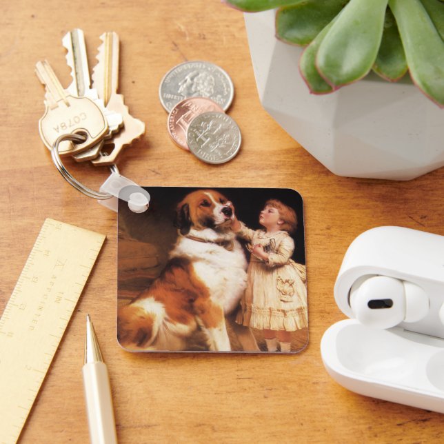 Trust by Charles Burton Barber, Saint Bernard Dog Keychain (Desk)