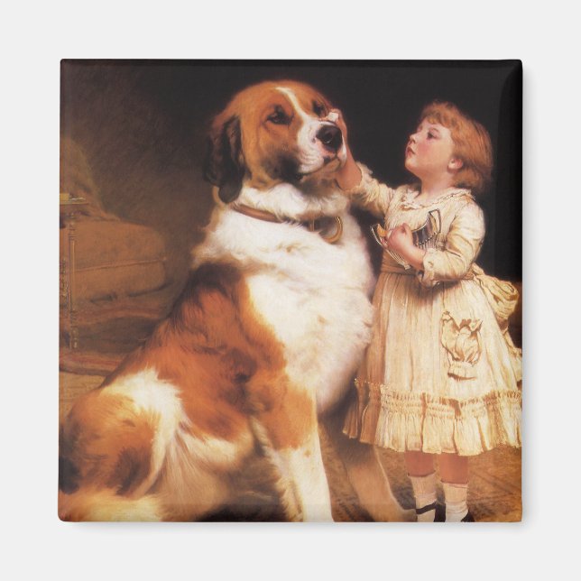 Trust by Charles Burton Barber, Saint Bernard Dog Magnet (Front)