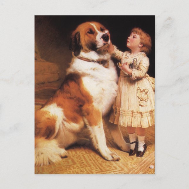 Trust by Charles Burton Barber, Saint Bernard Dog Postcard (Front)