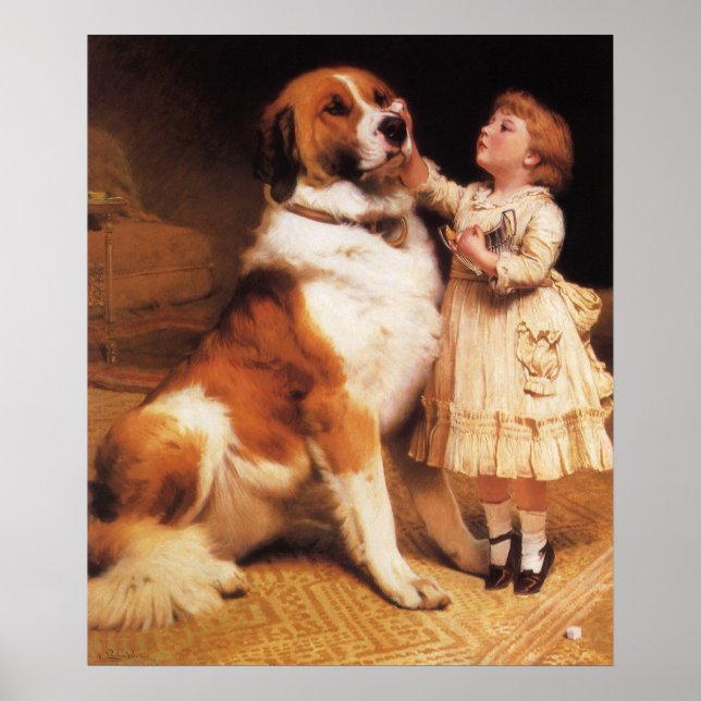Trust by Charles Burton Barber, Saint Bernard Dog Poster (Front)